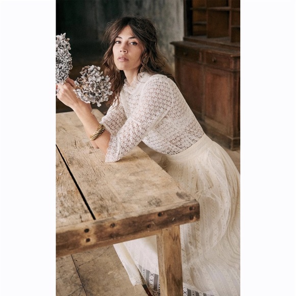 Sezane Dresses & Skirts - Sezane Eugene White Skirt in Lace Ecru Print